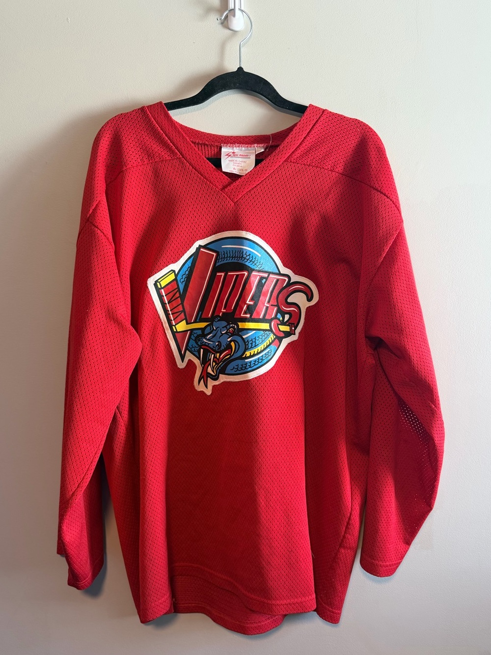 Vintage Detroit Vipers Hockey Jersey Training Red Mesh Made in Canada XL